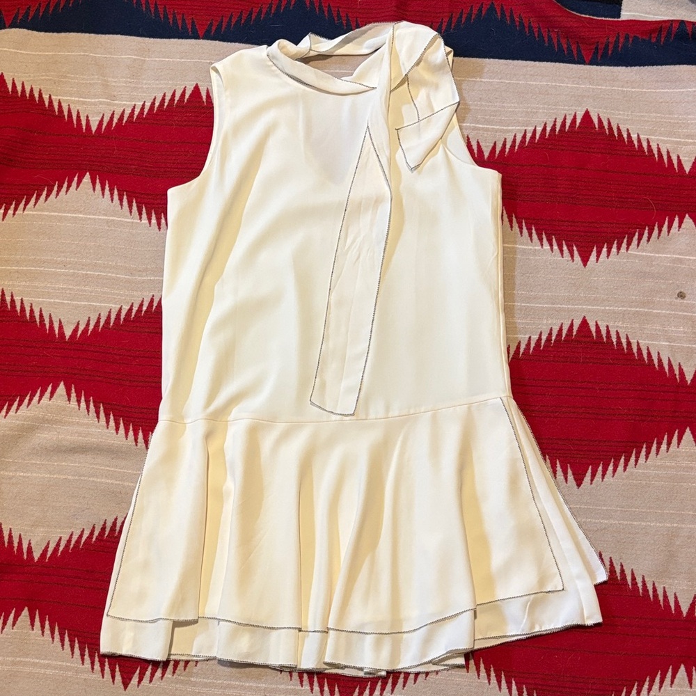 Women’s medium cooper & Ella Cream shift dress with neck tie detailing